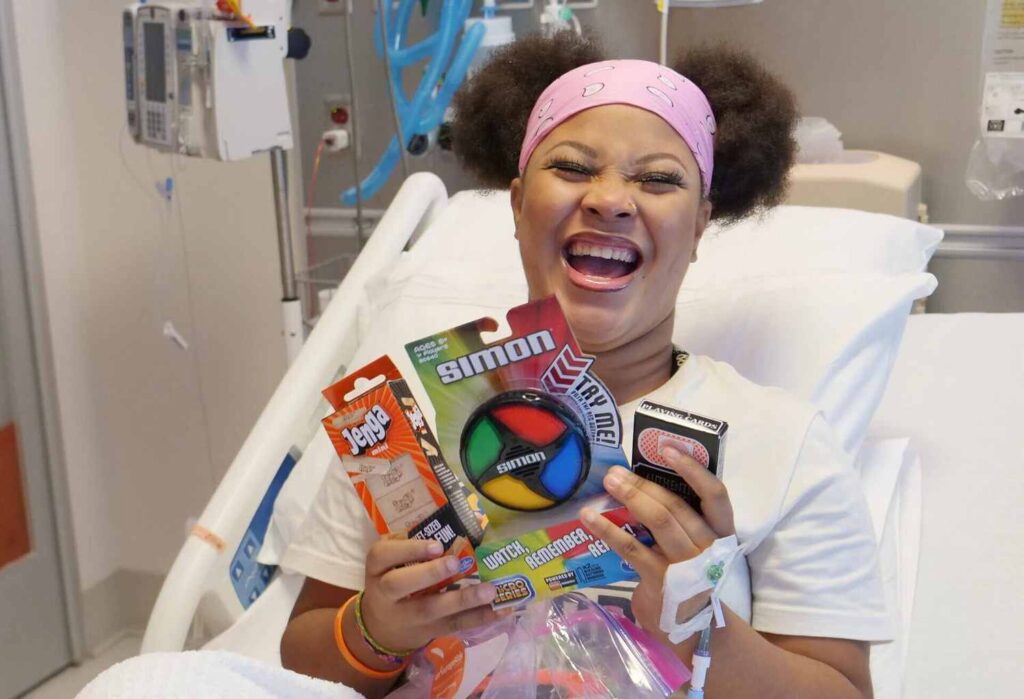happy woman with board games