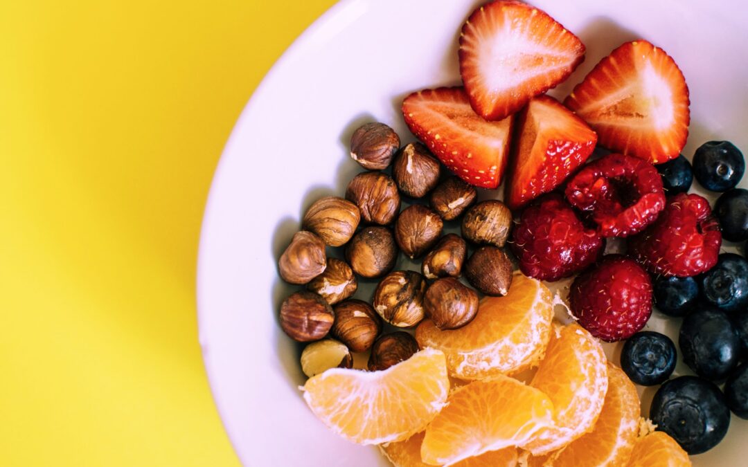 fruits and nuts on a plate
