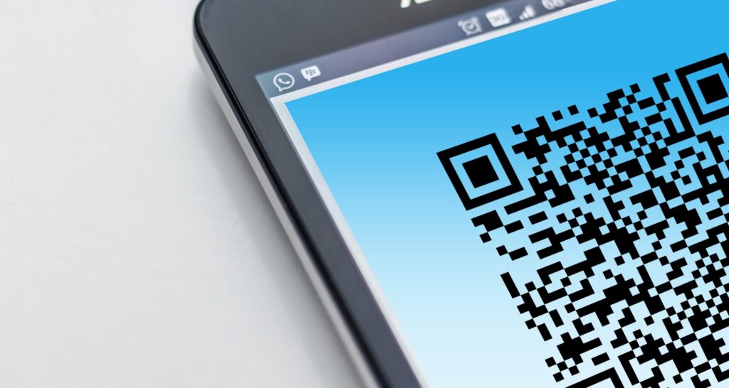 QR code on the screen
