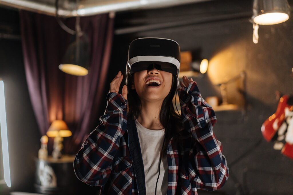 a person wearing VR glasses