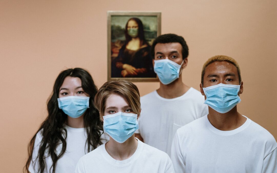 people wearing surgical face masks